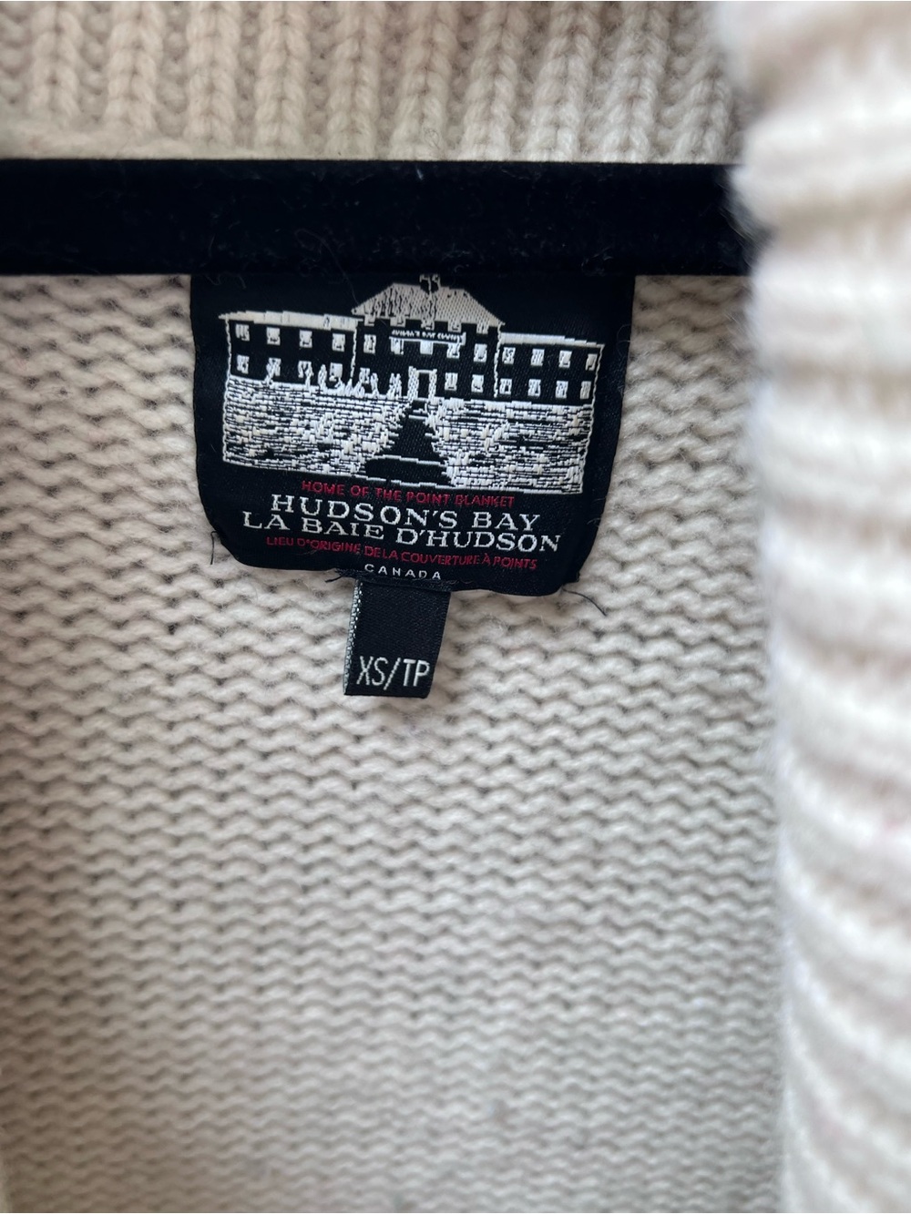 Hudson’s Bay Point Blanket Stripe Shawl Collar Cardigan XS Wool Cashmere - Picture 14 of 14
